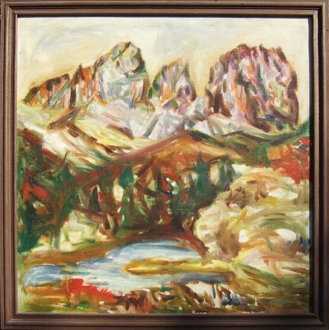 Painting titled "MOUNTAINS" by Landscape Art, Original Artwork, Oil