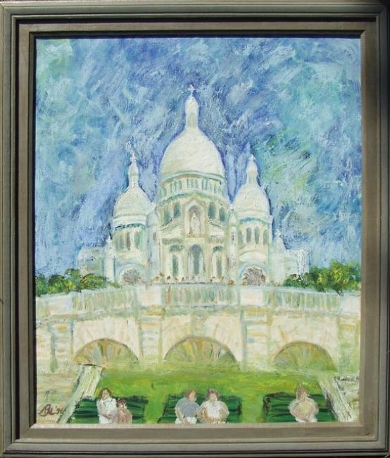 Painting titled "La Basilique du Sac…" by Landscape Art, Original Artwork, Oil