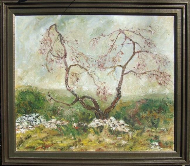 Painting titled "OLD TREE" by Landscape Art, Original Artwork, Oil