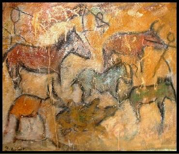 Peinture intitulée "Scène de chasse" par Claude Lanfant, Œuvre d'art originale