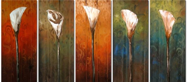 Painting titled "Calla Lilies" by Lang, Original Artwork, Oil