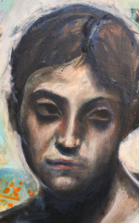 Peinture intitulée "Détail visage (le p…" par Langlet Fahrenheit, Œuvre d'art originale