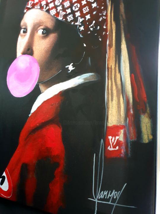 제목이 "D après vermeer " q…"인 미술작품 Didier Lannoy로, 원작, 아크릴