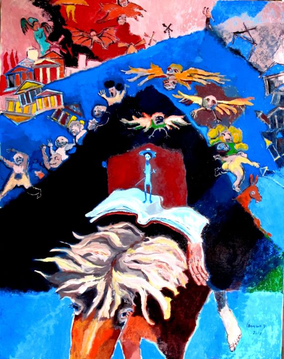 Malerei mit dem Titel "Don QUICHOTTE 73x91…" von René Lannoy, Original-Kunstwerk, Öl