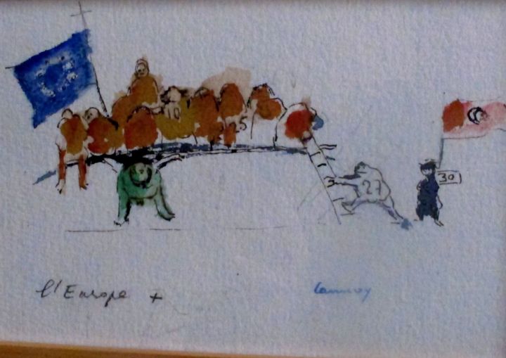 Drawing titled "aquarelle. l'Europe…" by René Lannoy, Original Artwork, Watercolor