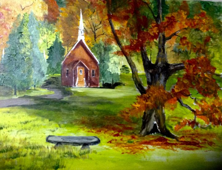 Country Church, Painting by Lanny Roff | Artmajeur