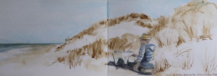 Peinture intitulée "Dunes" par Sophie Lantelme, Œuvre d'art originale, Aquarelle