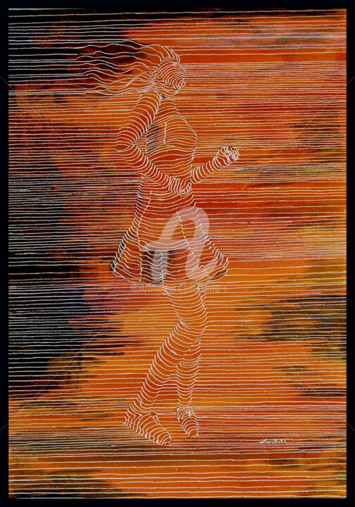 Peinture intitulée "La danse du plaisir" par Lanto R., Œuvre d'art originale, Encre