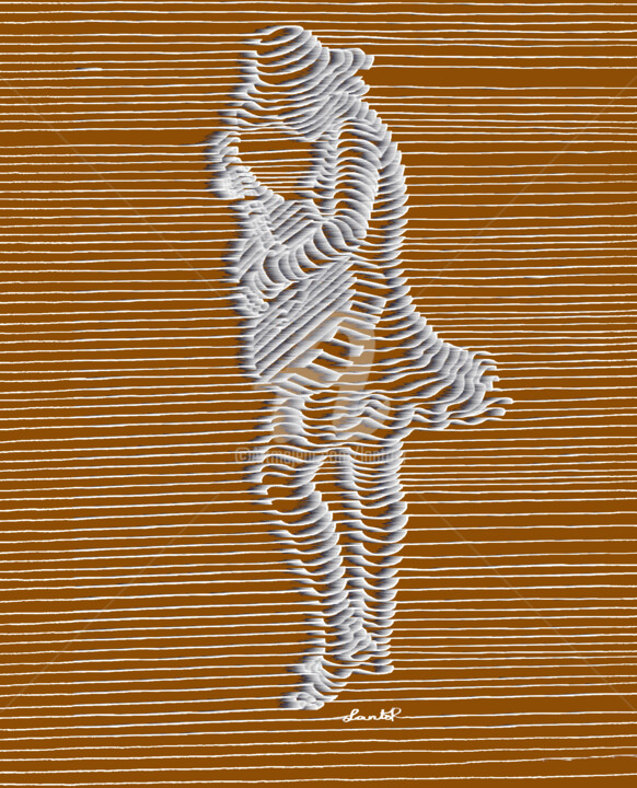 Digitale Kunst getiteld "A la musique" door Lanto R., Origineel Kunstwerk, Inkt