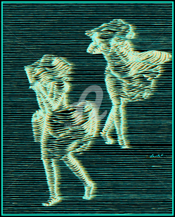 Grafika cyfrowa / sztuka generowana cyfrowo zatytułowany „Sous le vent” autorstwa Lanto R., Oryginalna praca, Atrament