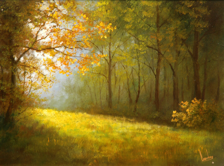 Painting titled "Morning twilight /…" by Gyorgy Lantos, Original Artwork, Oil