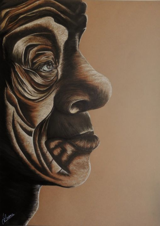 Dessin intitulée "Profil" par Laora Perennec, Œuvre d'art originale, Pastel