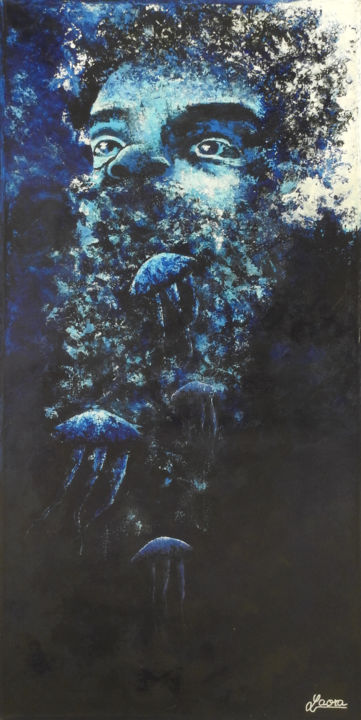 Peinture intitulée "Barbe Bleue" par Laora Perennec, Œuvre d'art originale, Acrylique