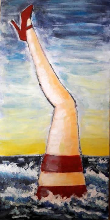 Peinture intitulée "#3 the-leg-lighthou…" par Laorans Biscay, Œuvre d'art originale