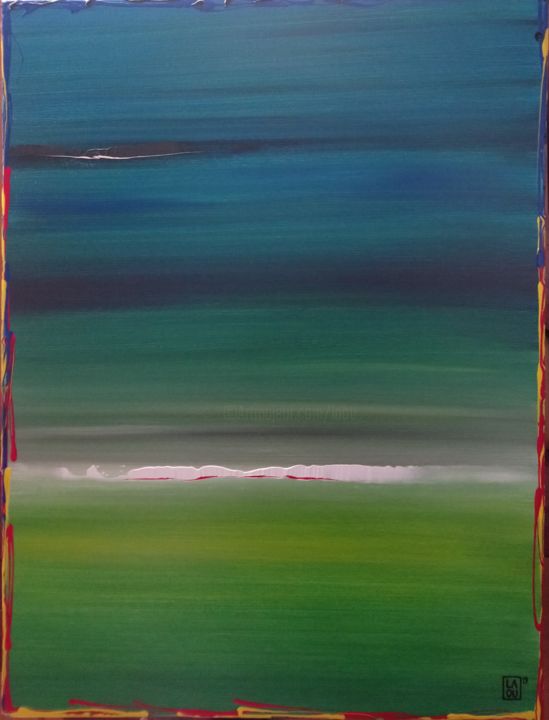 Painting titled "Atoll : L191" by Laou, Original Artwork, Acrylic Mounted on Wood Stretcher frame
