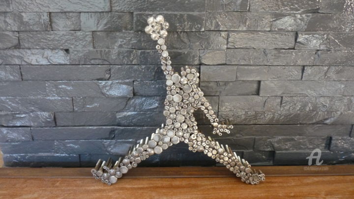Sculpture intitulée "Michael Jordan main…" par Henri Ureta, Œuvre d'art originale, Acier inoxydable