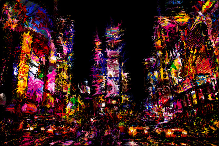 Digital Arts titled "NYC - TIMES SQUARE" by Eric Lapierre, Original Artwork, Digital Painting