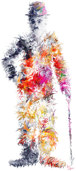 「NEW CHAPLIN」というタイトルのデジタルアーツ Eric Lapierreによって, オリジナルのアートワーク, デジタル絵画