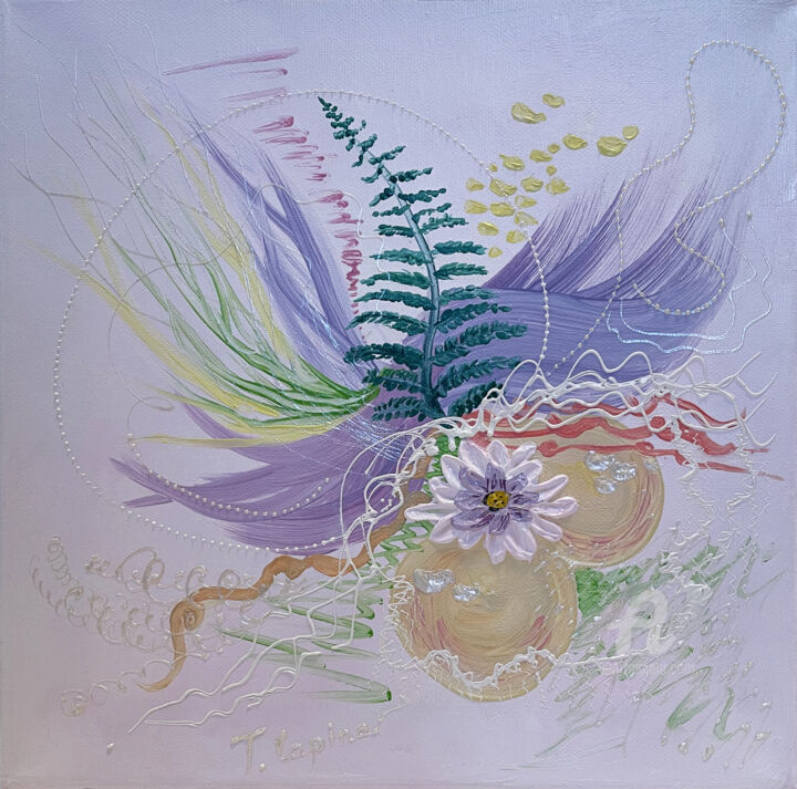Painting titled "Oil painting flower…" by Tatiana Tatiana Lapina Lapina, Original Artwork, Oil