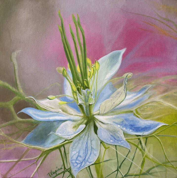 Painting titled "Oil painting flower…" by Tatiana Tatiana Lapina Lapina, Original Artwork, Oil