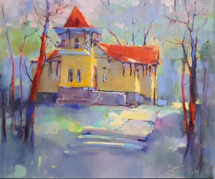 Painting titled "Дом, в котором живу…" by Olha Laptieva, Original Artwork, Oil