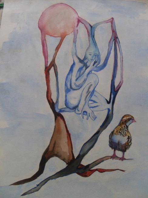 Peinture intitulée "le penseur" par Eveline Ghironi (khava), Œuvre d'art originale, Huile