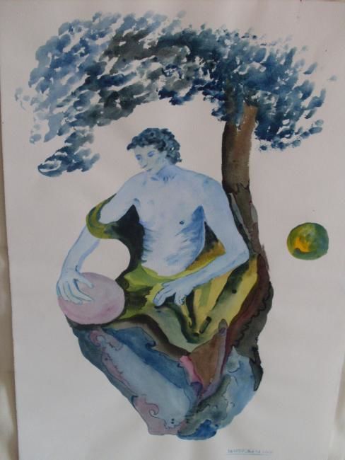 Painting titled "la naissance d'Adam" by Eveline Ghironi (khava), Original Artwork, Oil