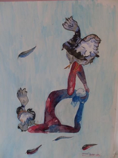 Pintura intitulada "contorsion aux  pig…" por Eveline Ghironi (khava), Obras de arte originais, Óleo
