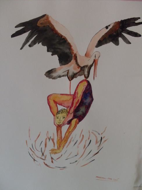 Peinture intitulée "sortie de nid" par Eveline Ghironi (khava), Œuvre d'art originale, Huile