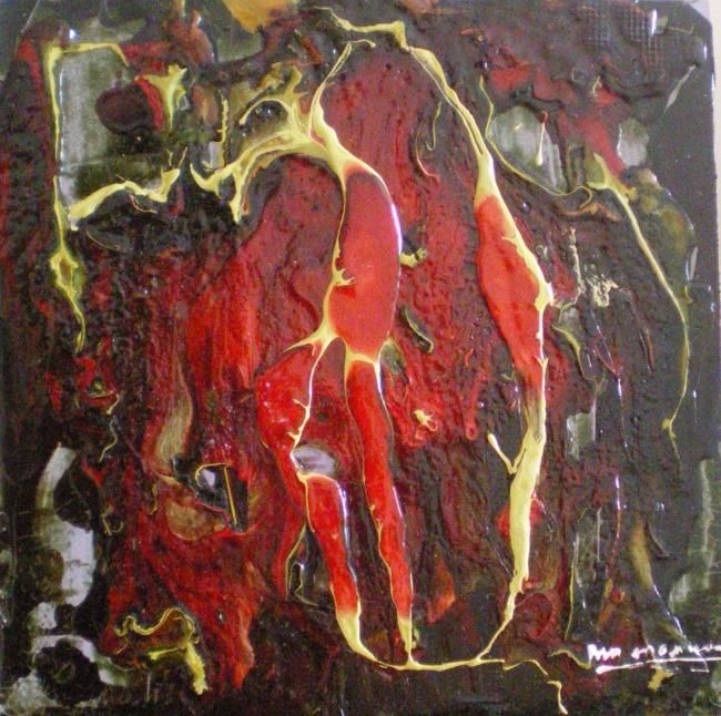 Painting titled "rayonnement" by Eveline Ghironi (khava), Original Artwork, Oil