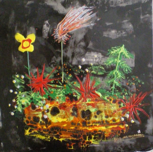 Painting titled "la jardinière" by Eveline Ghironi (khava), Original Artwork, Oil