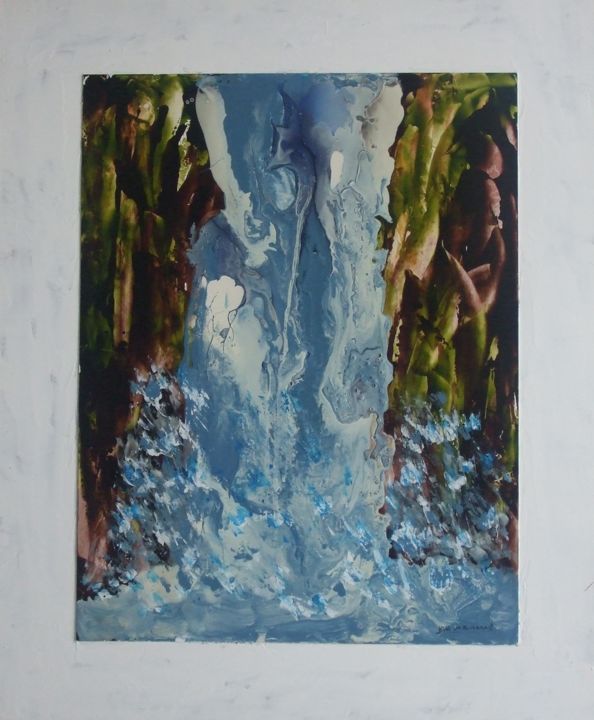 Pintura titulada "Cascade" por Eveline Ghironi (khava), Obra de arte original, Vidrieras de pintura