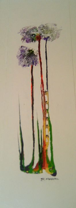 Painting titled "3-fleurs-et-l-eau-1…" by Eveline Ghironi (khava), Original Artwork, Other