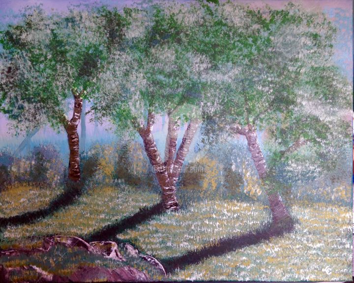 Painting titled "Trees" by Lara Campos, Original Artwork
