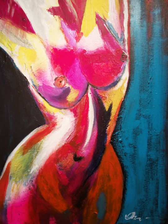 Painting titled "Nu" by Guideli, Original Artwork, Acrylic