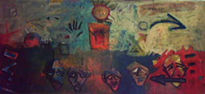 Pintura intitulada "chuchotement de murs" por Larbi Mohdeb, Obras de arte originais