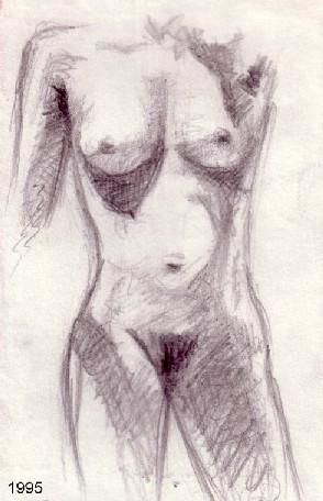 Dessin intitulée "nue" par Christelle Lardier, Œuvre d'art originale, Autre