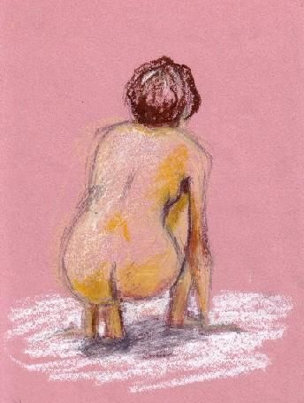 Drawing titled "nue" by Christelle Lardier, Original Artwork, Other