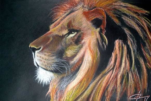 Peinture intitulée "lion" par Christelle Lardier, Œuvre d'art originale