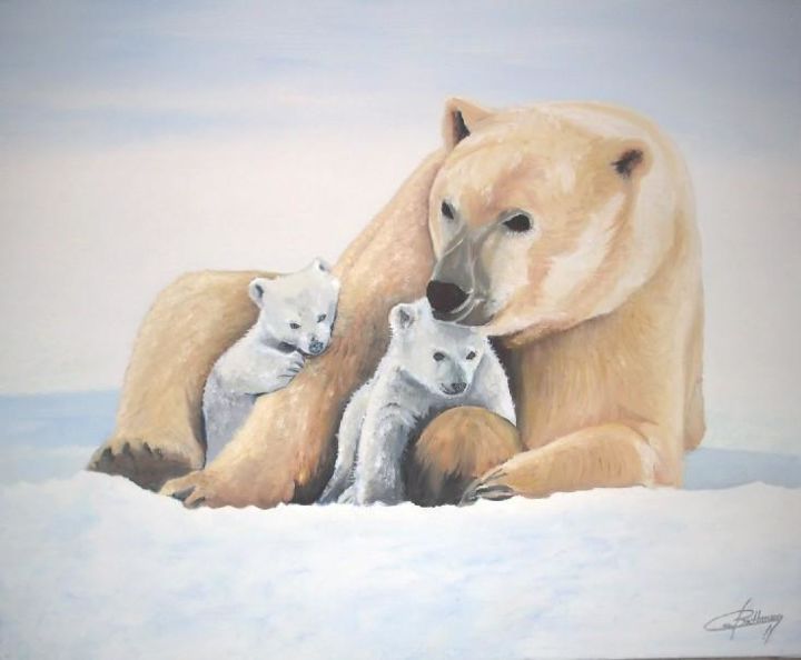 Peinture intitulée "ours polaire" par Christelle Lardier, Œuvre d'art originale