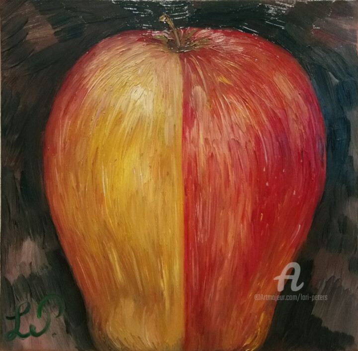 Malerei mit dem Titel "Der Apfel" von Lari Peters, Original-Kunstwerk, Öl
