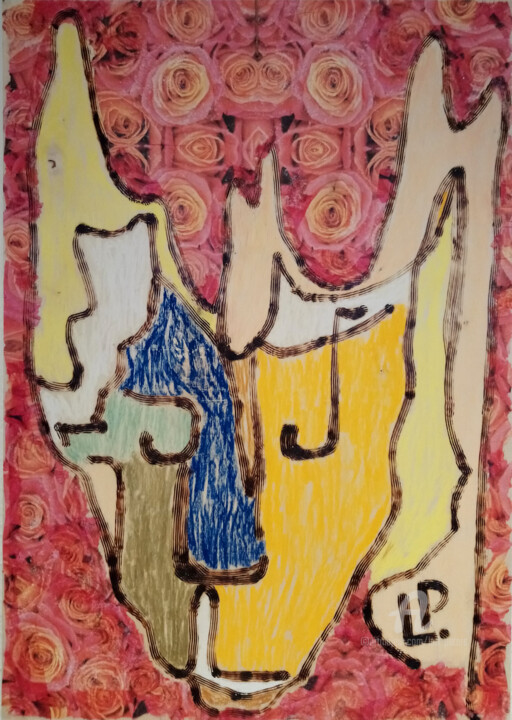 Malerei mit dem Titel "Leo Elch" von Lari Peters, Original-Kunstwerk, Pastell