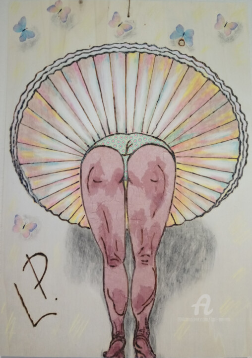 Malerei mit dem Titel "Die Zirkustänzerin" von Lari Peters, Original-Kunstwerk, Pastell