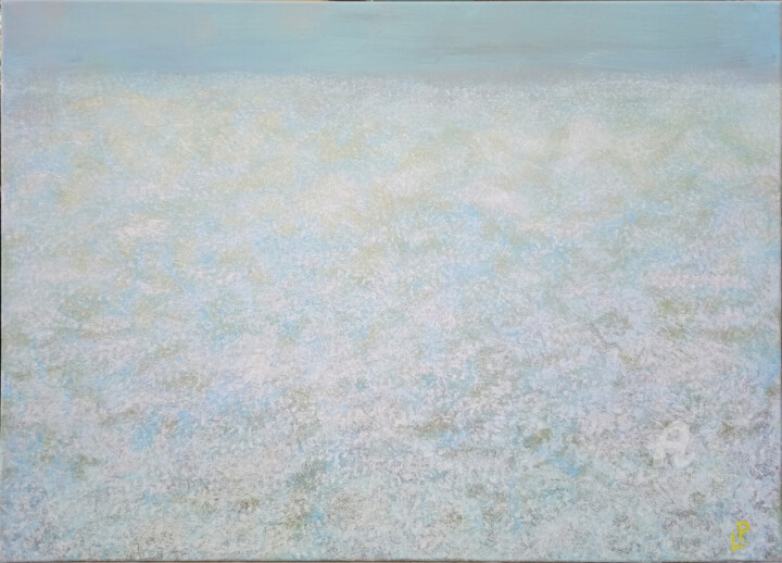 Malerei mit dem Titel "Schnee auf dem See" von Lari Peters, Original-Kunstwerk, Acryl