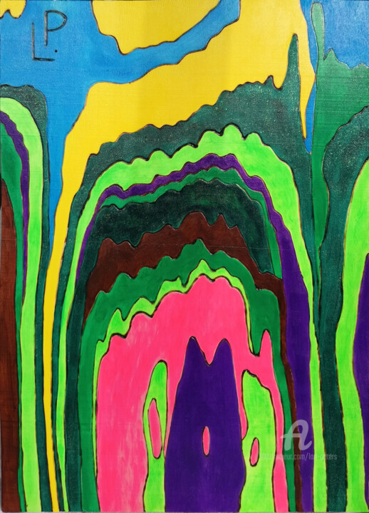 Malerei mit dem Titel "Der Wald" von Lari Peters, Original-Kunstwerk, Acryl
