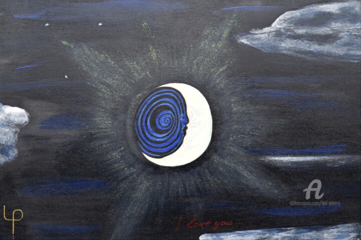 Painting titled "Der Mond ist nicht…" by Lari Peters, Original Artwork, Acrylic