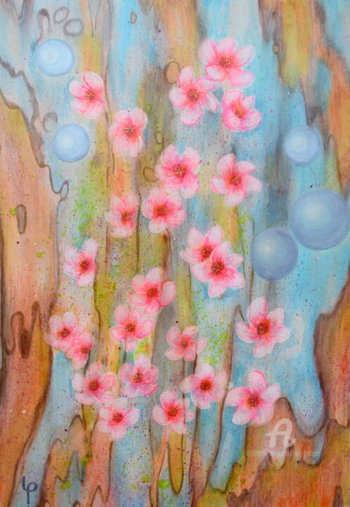 Peinture intitulée "Obstbaumblüten" par Lari Peters, Œuvre d'art originale, Laque