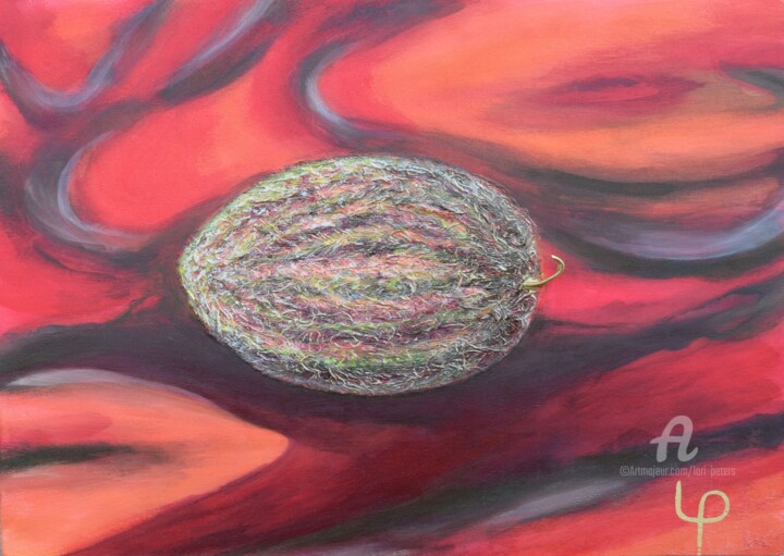 Malerei mit dem Titel "Die süße Melone" von Lari Peters, Original-Kunstwerk, Acryl