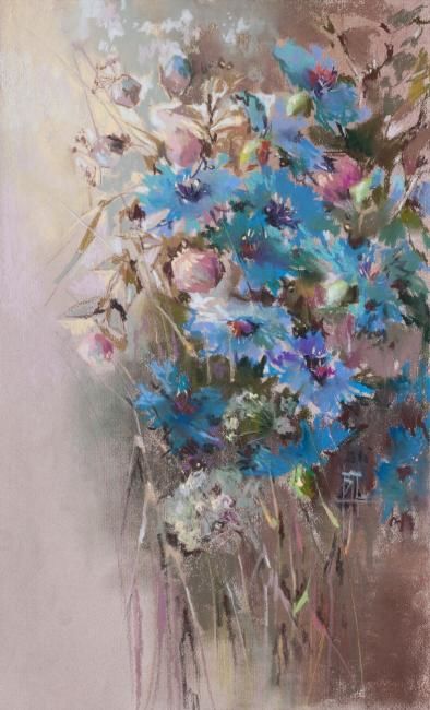 Ζωγραφική με τίτλο "букет полевых цветов" από Вера Ларионова, Αυθεντικά έργα τέχνης, Λάδι