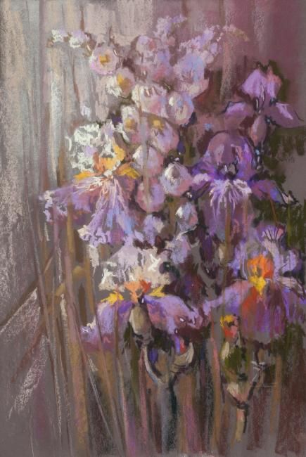 Ирисы - Painting, 30x45 cm ©2012 by Вера Ларионова -
Environmental Art, букет ирисов
